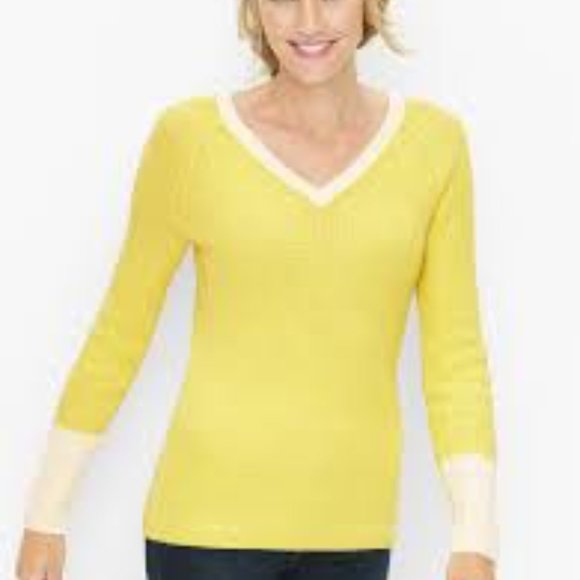 Talbots Purple Tipped V-neck Pullover Ribbed Knit Sweater Size M NWT - Picture 6 of 9